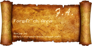Forgách Anna névjegykártya